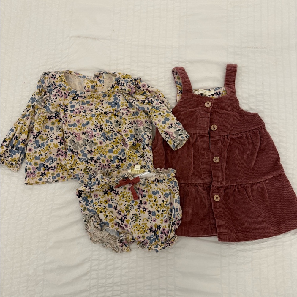 Chelsea & Violet Floral Baby Outfit with Corduroy Dress